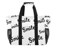 Joitme Borse della spesa riutilizzabili Picnic Famiglia Tote Bag Sorriso Stelle Scintille Nero Bianco Beach Totes Borse per le Donne Carino Grande Pieghevole Pieghevole Borsa da Viaggio Stampa Piscina