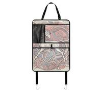 Joitme Organizer per sedile posteriore auto, multifunzione, motivo: unicorno, colore beige, 1 confezione da 1 tappetino protettivo per sedile posteriore