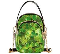 Joitme Vibrant St Patrick Leave Green - Borsa a tracolla da donna con tracolla a catena, portafoglio per telefono, stampa floreale, con cerniera, 15 x 21 x 7,9 cm, 15 x 8 x 21 cm