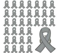 Joixy 25/50/100/200 pezzi metallo grigio nastro spilla pin per malattia di Parkinson, cancro al cervello, asma, allergie, diabete smalto grigio nastro spilla pin consapevolezza per la raccolta fondi