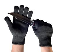 JOJIDE 1 pz Guanti antitaglio Guanti multiuso antigraffio e antitaglio in acciaio HPPE livello 5 Guanti protettivi di sicurezza sul lavoro neri di grado 5(24cm)