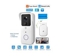 JOJIDE Video Citofono, Videocitofono WiFi 5G 2.4G 1080P Tuya Smart, citofono wireless esterno, telecamera wireless impermeabile, campanello con suoneria(White Option 2)