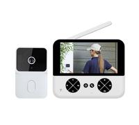 JOJIDE Video Doorbell, Videocitofono wireless con schermo IPS da 4,3 pollici, sistema di sicurezza con campanello visivo intelligente, visione notturna(White)
