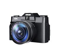 JOJIDE Vlog Camera, Flip Screen Videocamera Selfile 4K Stream Obiettivo macro Vlog Videoregistratore Fotografia Fotocamera digitale da 48 MP Grandangolo(64G TF Card,With Filter 2 Lens)
