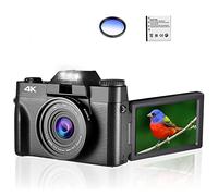 JOJIDE Vlog Camera, Fotocamera digitale Videocamera Vlog for webcam Grandangolo Zoom digitale 16X Fotografia da 48 MP Schermo ribaltabile da 3 pollici(With 64GB TF card,NO Lens)