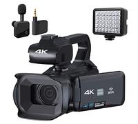 JOJIDE Vlog Camera, Videocamera professionale 4K Videocamera Vlog digitale 18X Streaming Webcam Messa a fuoco automatica 64MP Registratore fotografico Time Lapse(NO SD Card,With MIC Light)