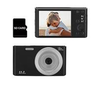 JOJIDE Vlog Camera, Videocamere digitali vintage da 44 MP Registrazione time-lapse Videocamera fotografica 4K Videoregistratore compatto Vlog for regalo for bambini(32G SD Card,Noir)