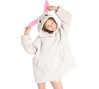 JOJJJOJ Coperta oversize con cappuccio per bambini felpa con tasche coperta indossabile per ragazzi ragazze adolescenti bambini, Coniglio, One Size