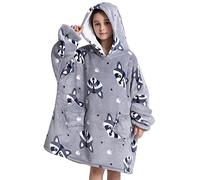 JOJJJOJ - Felpa con cappuccio oversize tipo coperta per bambini, con tasche, coperta indossabile per ragazzi, ragazze, adolescenti, bambini, Raccoon, Taglia unica