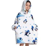 JOJJJOJ - Felpa con cappuccio oversize tipo coperta per bambini, con tasche, coperta indossabile per ragazzi, ragazze, adolescenti, bambini, Pinguino., Taglia unica