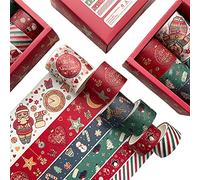 jojnsha 6 Rotoli Per Le Vacanze Natalizie Nastro Asciugatura Fai -da -te Scrapbooking Carta La Rivoluzione Regali Planner Artigiani Artigianali Progetti Decorativi