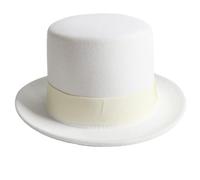 jojnsha Cappello a cilindro vintage stile vittoriano, bianco, a tesa corta, cappello da mago occidentale, per ragazzo, uomo, adulto, bianco, 45*39*9cm