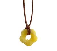 jojnsha Collana con ciondolo a forma di fiore in acrilico dopamina, collana con ciondolo cavo, gioielli per collo per feste, Misura unica, come descritto, come descritto