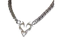 jojnsha Coreano Moda Punk Hollow Fiamma Cuore Pendente Collane Per Gli Uomini Donne Minimalista Rock Choker Collana Cool Y2k Gioielli Girocollo Collana Della Catena Per Le Donne Con Ciondolo