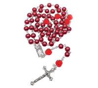 jojnsha Crollata Per Rosario Perle Vetro Crocifisso Crocifisso Clavicle Chain Gioielli Religiosi Girocollo Lungo Rosario