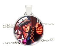 Jojo Avventura Cartoon Anime Modello Rotondo Vetro Cabochon Pendenti Collana Gioielli Moda uomini donne, Lega di zinco