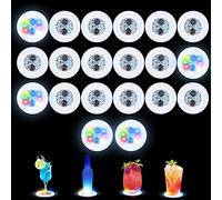 JOJOCY Confezione da 20 sottobicchieri a LED, luci adesive a LED, super luminose, con 6 perline luminose, per bar, birra, bevande, per feste, club, compleanni, decorazioni per bar (multi)