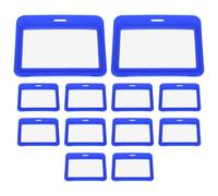 jojofuny 12 Pezzi Porta Badge in Plastica Blu, Custodia per Badge e Porta Identità Trasparente Orizzontale, Doppia Faccia Finestre Trasparenti, Design a Ribalta, per Ufficio e Ambienti