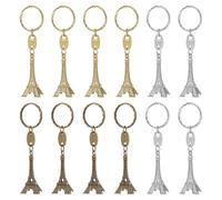 jojofuny 12Pcs Portachiavi Torre Eiffel Retro, Mini Ciondolo Decorativo in Lega Di Zinco, Creativo Per Compleanno, Natale, Laurea, Festa, Decorazione Borsa E Auto (Oro/Argento/Bronzo)