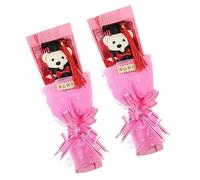jojofuny 2 Pezzi Il dottor Bear Bouquet maturità Ragazza regalini fine Scuola laureando Mazzo ripieni Fornitura per Feste di Laurea Decorazione dell'orso di Laurea Stoffa Rosa