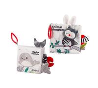 jojofuny 2 pezzi Libri in Stoffa per Ragazzo Educativi e Resistenti Allacqua Stimolazione e Tattile per Giochi Bagnetto Montessori Oceanico e Forestale