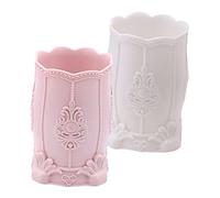 jojofuny 2 Pezzi Portapenne Organizer Scrivania per Trucco e Materiale Cancelleria Design Chic per Ufficio e Rosa e Bianco