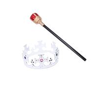 jojofuny 2 Pezzi Prom Corone Medievali Ragazzi Ballo Set Re Costume Re Scettro Costume Festa Passeggio Halloween Re Screter Set Regina Reale Bacchetta E