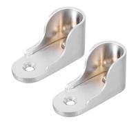 jojofuny 2 Pezzi Supporto Asta Armadio Alto, Lega di Zinco, Base Flangiata | Design a Tre Fori, Finitura Argento, Bordo Antiaggancio, Profilo Rialzato, per Barra Appesa e Doccia