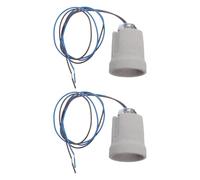jojofuny 2 portalampade a vite E27 con cavo da 50 cm, portalampada in ceramica e rame nichelato, mini base per lampada resistente al calore per illuminazione fai-da-te da interni.