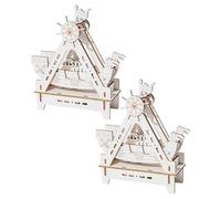 jojofuny 2 Set Kit Nave in Legno, Puzzle 3D Nave Pirata, Decorazione Fai-da-Te, di Compleanno per Adulti e Bambini, Beige (Senza Batterie)