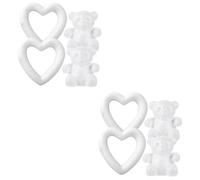 jojofuny 2 Set Modello in Schiuma Bear Peach Heart Orso Incompiuto Mestiere di Schiume Non Finite Schiume Bianche per L'artigianato Stampo Artigianale A Forma di Animale Bianca 4 Pezzi*2