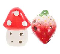 jojofuny 2pezzi Ocarina Ceramica Buchi Per Ragazzo Ragazza Da Fungo Fragola Rossa Strumento Musicale Per Insegnamento e Divertimento Giocattolo Educativo Per Sviluppo Musicale e Cognitivo
