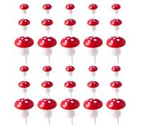 jojofuny 30pcs mini funghi schiume funghi cupcake topper cibo plettri decorazione per dessert tema bosco baby shower festa di compleanno rosso