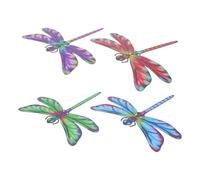 jojofuny 4 Pezzi Decorazione da Parete in Ferro a Forma di Libellula Colorata per Giardino e Patio, Facile da Montare e Non Oscura la Luce, per Esterni e Vicino a Finestre o Porte
