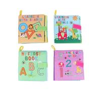 jojofuny 4 Pezzi Libri Tattili per Ragazzo Ragazza Libro di Stoffa Morbido e Resistente Educativo per Anni Sviluppo Sensoriale con Animali Numeri e Lettere Giochi Educativi per Passeggino