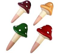 jojofuny 4 Pezzi Picchetti Autoirriganti a Forma di Fungo in Terracotta Rossa 8,2x16,2 Cm per Irrigazione Lenta Piante in Vaso, Bonsai e Giardinaggio da Interno, Dispositivo Colore Casuale