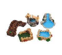 jojofuny 5 Pezzi Miniature in Resina Retrò Da Giardino Mini Ponte Pozzo D'acqua e Pietre Per Decorazione Acquari e Paesaggi