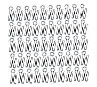 jojofuny 50 Pezzi Ornamenti a pendente di lettera mestiere braccialetto di fascino iniziale Incantatore di lettere numero ciondolo pendente iniziale ciondoli con lettere per collane Argento