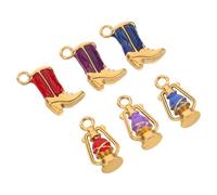 jojofuny 6 Pezzi Pendenti Stivali Western Smaltati Doppia Faccia in Acciaio Resistente Oro Charm Estetici per Gioielli Natalizi Ciondoli per Bracciali e Collane Te
