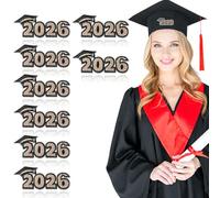 jojofuny 8 Pezzi Pezzetto Termoadesivo Ricamato 2026 Nero per Laurea, Patch da Cucire Elegante in Ricamo, per Abiti e Cappelli, per Stagione di Laurea e Scuola