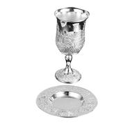 jojofuny Bicchiere Ebraico Placcato Argento con Piattino Elegante per Vino e Liquori Bicchiere da Festa Judaica Multifunzionale Regalo per Celebrazioni Ebraiche e Passover