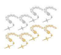 jojofuny Braccialetti Rosari da Donna in Perle Sintetiche Color Oro e Argento Mini Rosario Croce Decorativa Set 8 Pezzi per Bomboniere Battesimo e Matrimoni Gioielli Religiosi da Polso