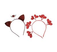 jojofuny Cerchietti per Chioma 2 Pezzi Copricapi Cuore e Orecchie Gatto Fasce per Feste Colorate Accessori Carnevale Ragazze e Ragazzi