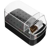 jojofuny Contenitore Nero per Punte Trapano Unghie in Plastica con 30 Alloggiamenti, Organizer Semplice e Multi-alloggiamento per Manicure, Include Spazzola per Pulizia Facile