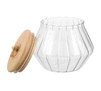 jojofuny Contenitore per Detersivo in Polvere Manico in Legno e Vetro Scatola Ermetica Coperchio per Lavanderia Conservazione Asciutta e Compatta per Uso Domestico