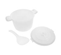 jojofuny Contenitore per Riso Tondo con Manici in Plastica Bianco, Cuoci Riso Multiuso per Microonde, Pratico e Comodo da Trasportare, per Dormitorio e Ospedale