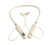 jojofuny Cuffie Wireless Neckband Con Microfono Design Confortevole Per Sport e Cancellazione Rumore Color Beige Auricolari Leggeri Per Uso