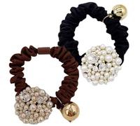 jojofuny Elastici per Chioma per Uso Quotidiano e Feste Perle e Cristalli, 2 Pezzi, Fascia Elastica Elegante e Chic per Coda di Cavallo, Adatta a Diversi Tipi di Chioma