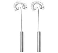 jojofuny Frusta Manuale in Acciaio 2 Pezzi Schiumatore per Latte e Cioccolata Calda Utensile da Cucina Portatile Impugnatura Ergonomica per Sbattere Uova e Miscelare Bevande