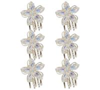 jojofuny Mollette Stile Elegante per a Forma di Fiore 6 Pezzi Chioma in Lega di Zinco Strass Argento e Presa Forte per Feste e Occasioni Formali